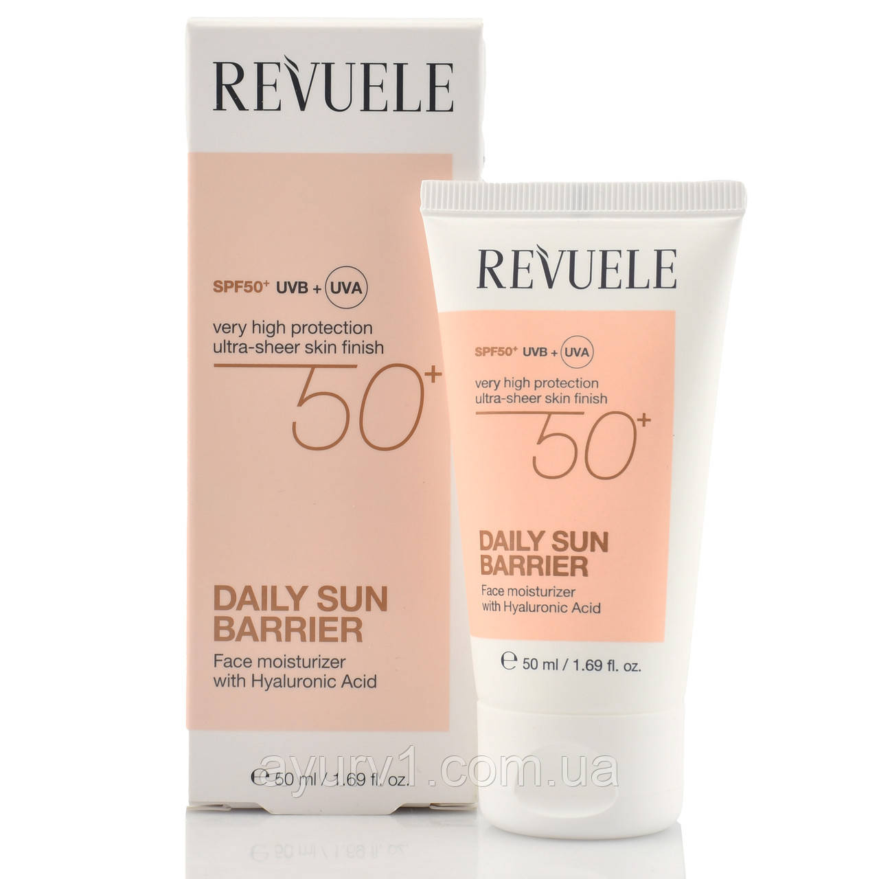 Зволожуючий сонцезахисний крем для обличчя з гіалуроном, SPF 50 Daily Sun Barrier, Revuele, 50 мл