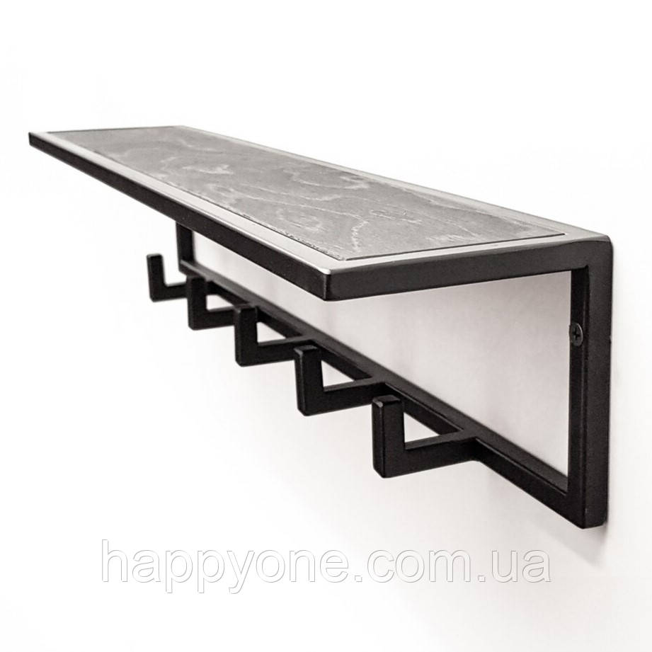 Настінна вішалка для одягу з полицею (чорна), фото 1