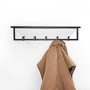 Настінна вішалка для одягу з полицею (чорна), фото 8