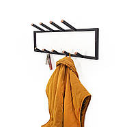 Металева 2-х рівнева настінна вішалка для одягу (чорна), фото 2