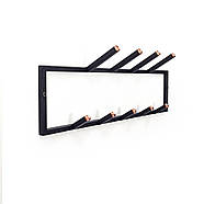 Металева 2-х рівнева настінна вішалка для одягу (чорна), фото 6