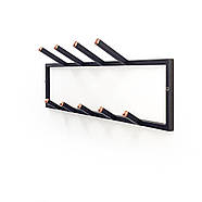 Металева 2-х рівнева настінна вішалка для одягу (чорна), фото 7