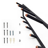 Металева 2-х рівнева настінна вішалка для одягу (чорна), фото 9