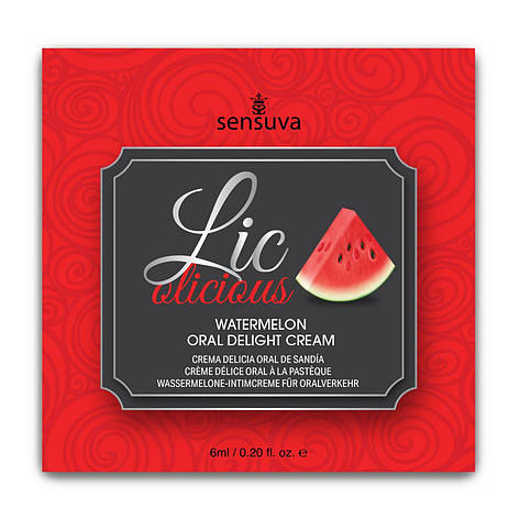 Пробник гелю для мінету Sensuva Lic-o-licious Watermelon (6 мл), маслянистий, без цукру, фото 1