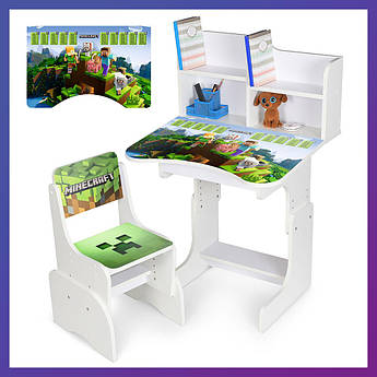 Дитяча парта зі стільчиком регулюванням висоти та підставкою для книг Minecraft Таблиця множення N 2071-13-1