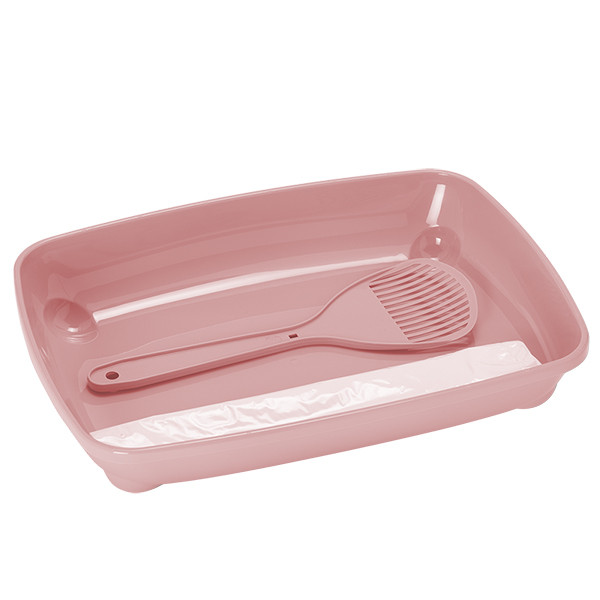 Туалет для кошенят Moderna Kitten Starterkit набір з пакетами та лопаткою 37х27х6см, рожевий (C120424K), фото 1