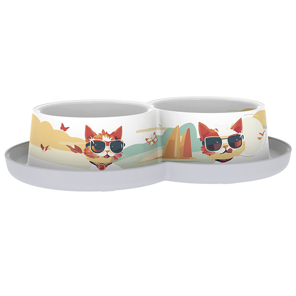 Подвійна миска для котів Moderna Double Trendy Dinner Indy&Louise Інді та Луїза 2х350мл (H131027IL), фото 1