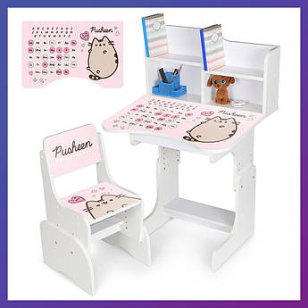 Дитяча парта зі стільчиком із регулюванням висоти та підставкою для книг Алфавіт N 2071-17-1A