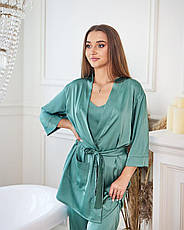 Жіноча піжама шовкова штани та халат S,M,L,XL, фото 5
