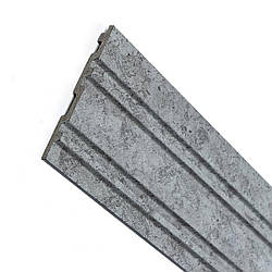 Декоративні 3Д настінні рейки PS Сірий Бетон 2900х120х12мм під камінь рельєфний декор стін панелі