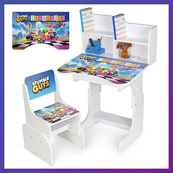 Дитяча парта зі стільчиком регулюванням висоти та підставкою для книг Stumble Guys Таблиця множення N 2071-18