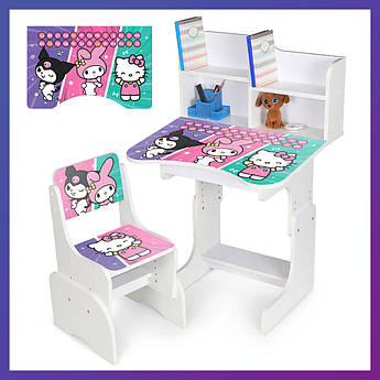 Дитяча парта зі стільчиком із регулюванням висоти та підставкою для книг Hello Kitty Алфавіт N 2071-19A-1