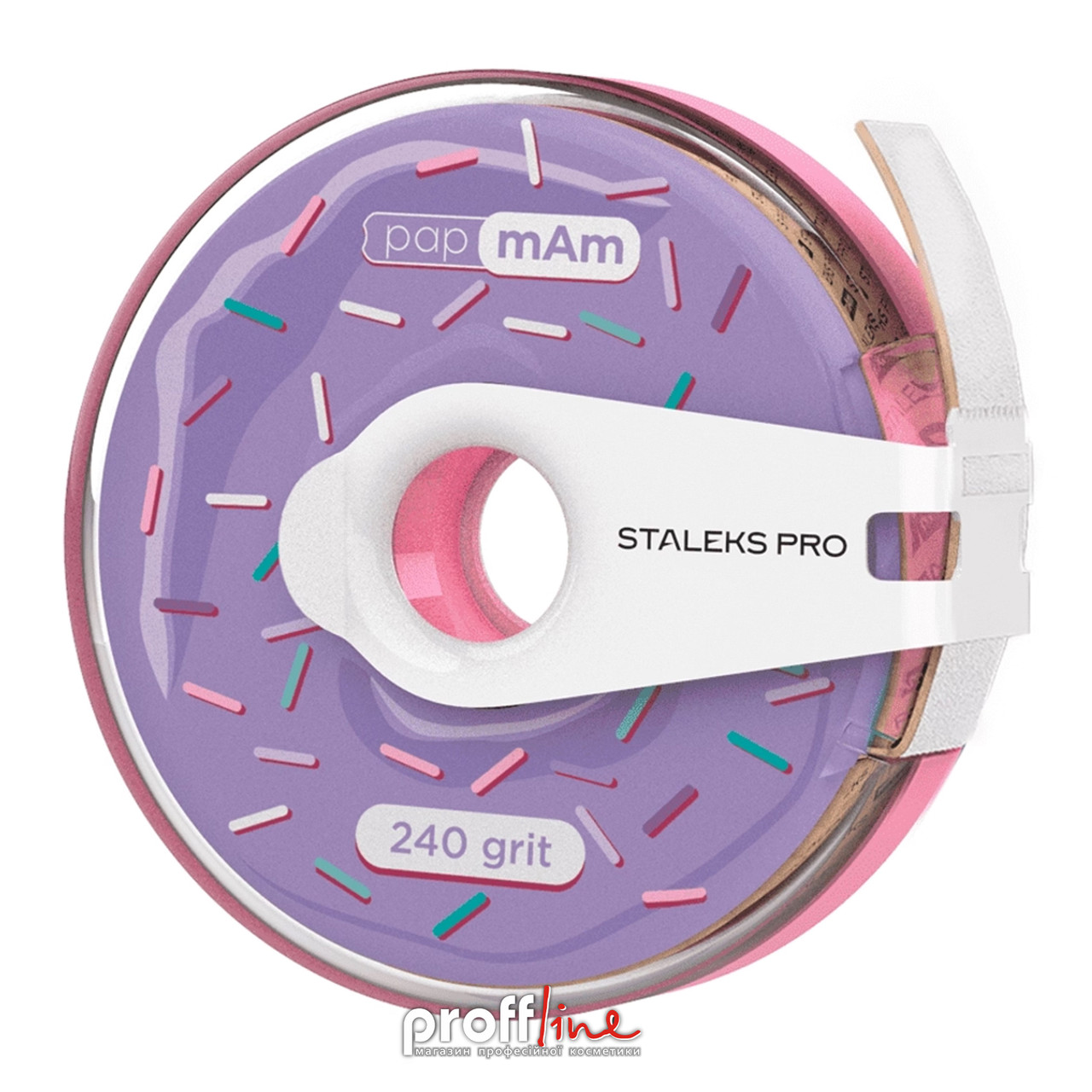 Пластикова котушка з блоком білої файл-стрічки papmAm 240 грит Staleks Pro Expert (ATC-240W)