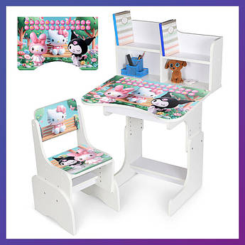 Дитяча парта зі стільчиком із регулюванням висоти та підставкою для книг Hello Kitty Алфавіт N 2071-19B-1