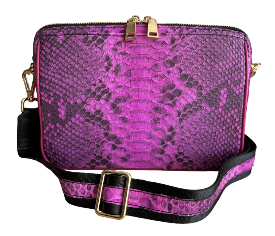 Сумка жіноча кросбоді яскрава Ekzotic Leather (snc03) із натуральної шкіри пітона фуксія