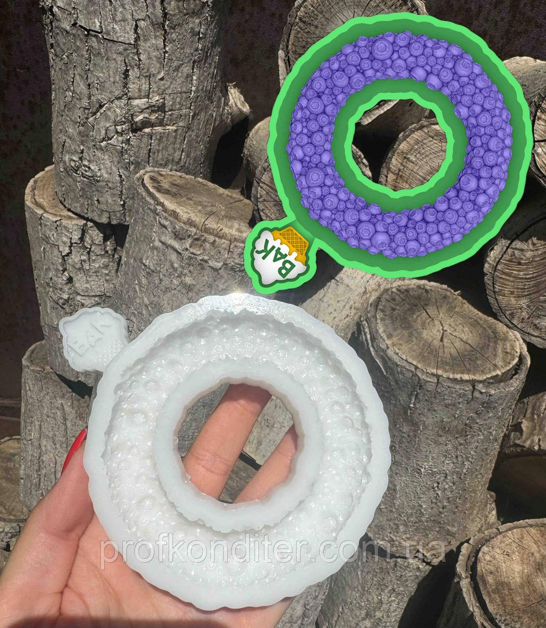 ЕКСКЛЮЗИВ! Силіконовий Молд для ГІПСУ та ін "Віночок з лохини для БЕНТО", фото 1