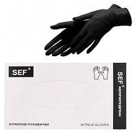 Перчатки нитриловые черный без пудры нестерильные SFM размер S (плотность 3.8 гр) 100 шт prof