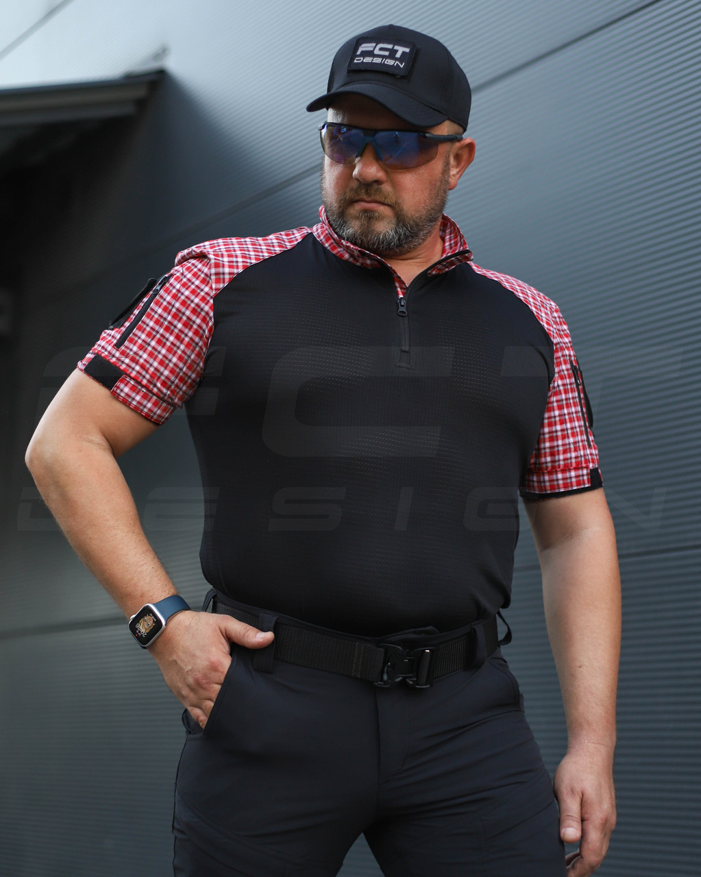 Убакс бойова сорочка короткий рукав URBAN в клітинку червона