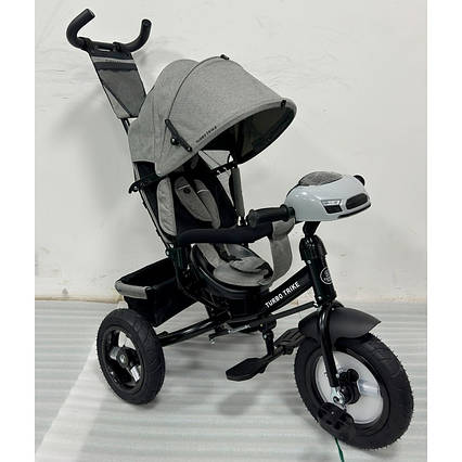 Дитячий триколісний велосипед - коляска Turbo Trike MT 1006-8 з батьківською ручкою Сірий
