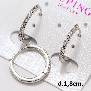 Сережки кільця кільця з камінням біла позолота під срібло, фото 1