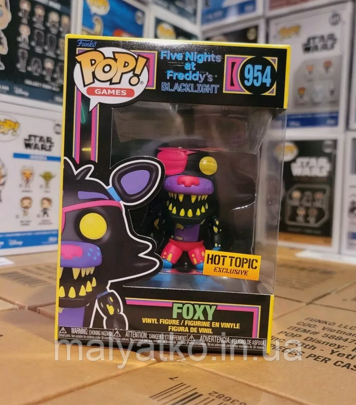 Фігурка фанко поп Фоксі Funko POP П'ять ночей з Фредді Five Nights at Freddy's Foxy 954 Black Light
