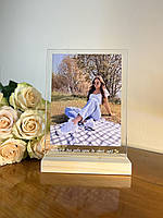Фото на склі з дерев'яною підставкою, А5