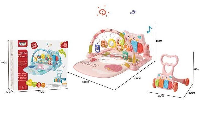 Килимок 368-8 С піаніно, ходунки-каталка, мелодії, підсвічування, проєкція, 5 підвісок-брязкалець