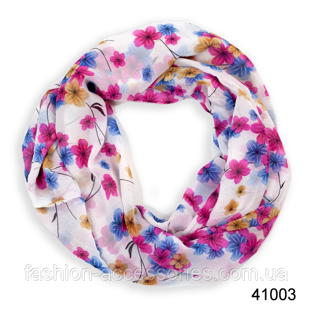 Красивий жіночий шифоновий хомут рожевий Снуд шифоновий Красуня рожевий 1