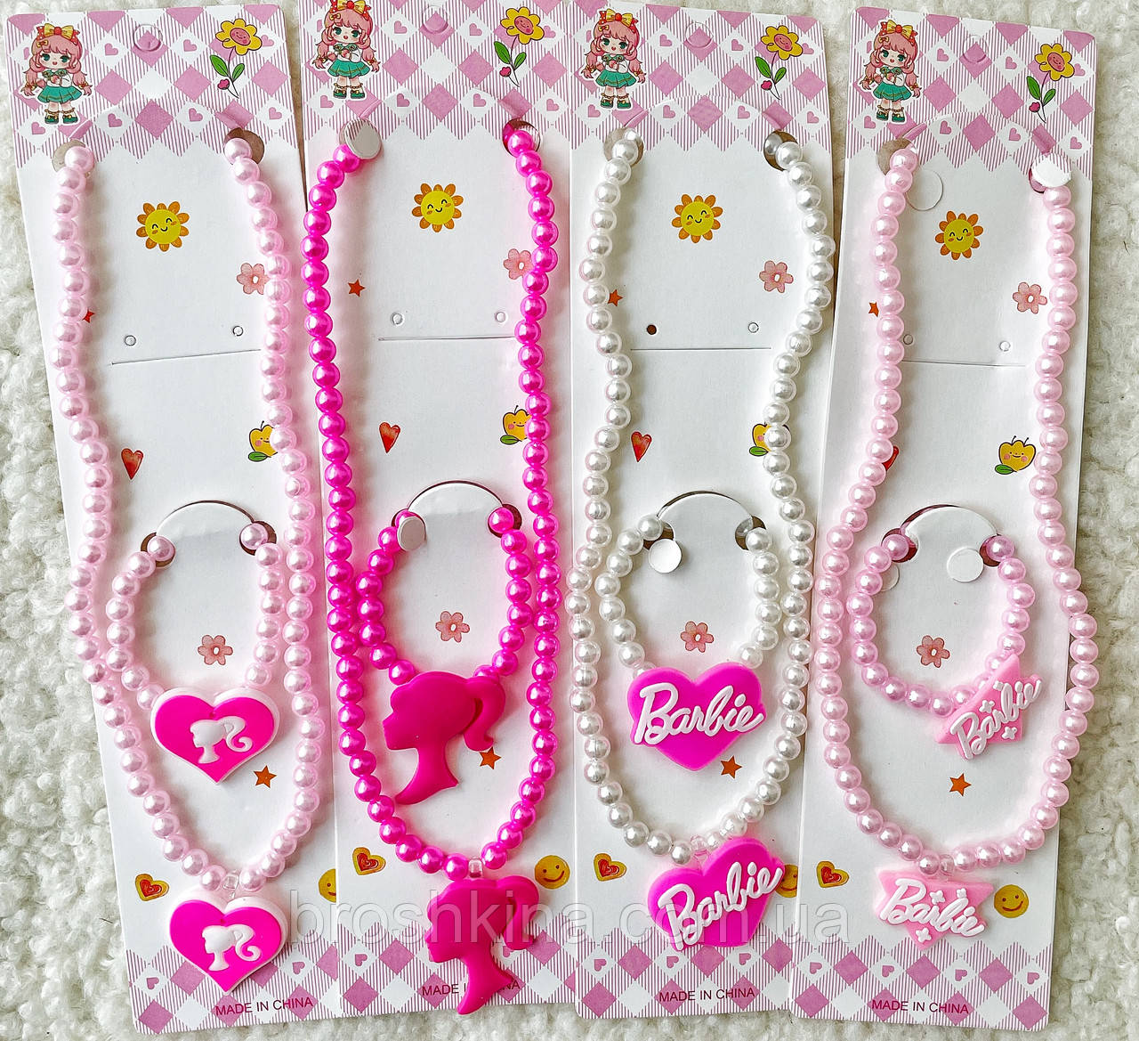 Дитячий набір бижутеріі 2 предмета 12 наб/уп BARBIE, фото 1