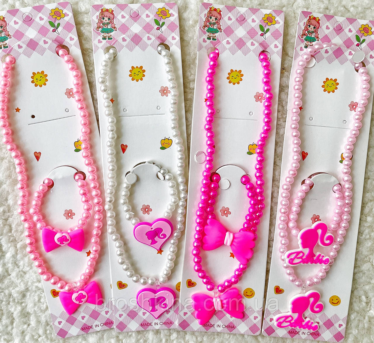 Дитячий набір бижутеріі 2 предмета 12 наб/уп BARBIE, фото 1