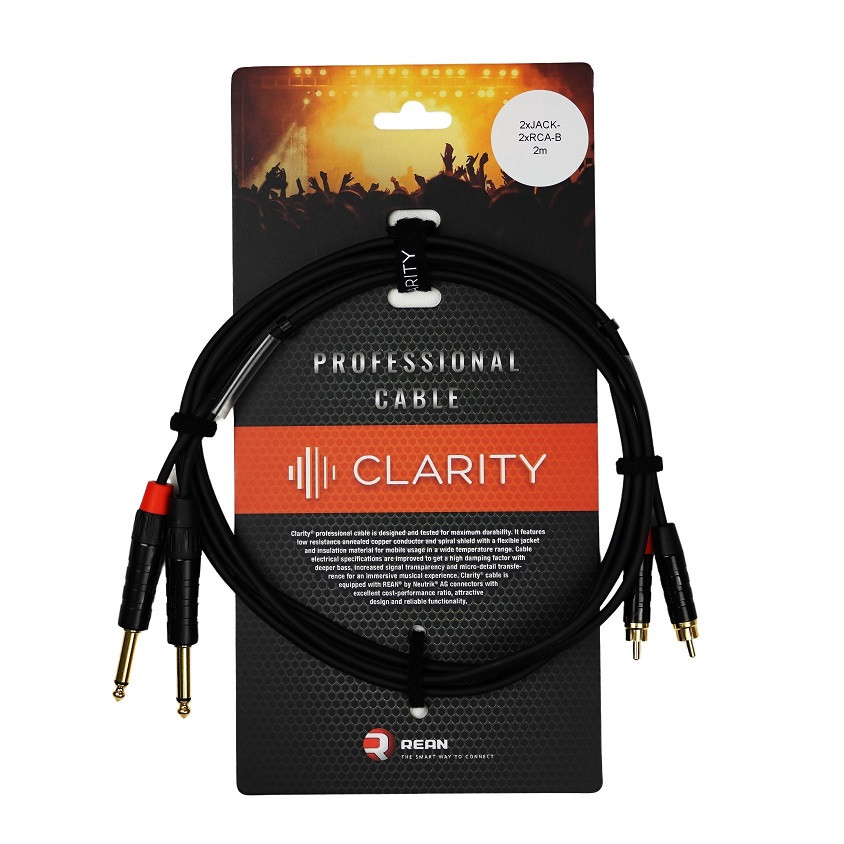 Інсертний кабель CLARITY 2xJACK-2xRCA-B/2m
