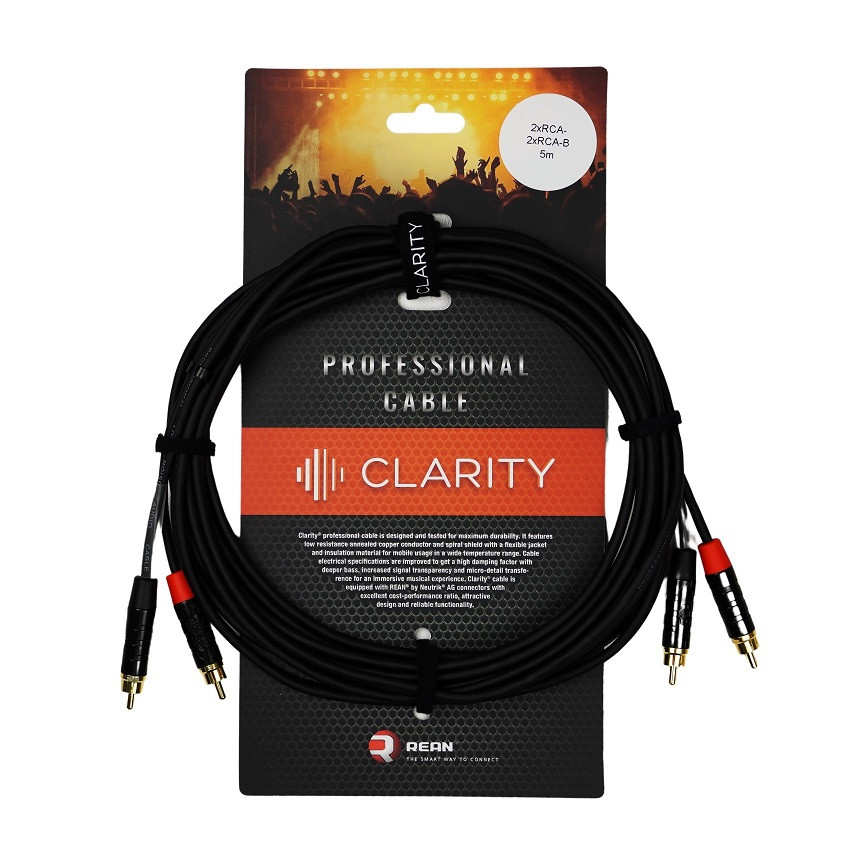 Інсертний кабель CLARITY 2xRCA-2xRCA-B/5m