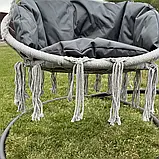 Підвісна гойдалка Підвісне крісло-гамак Качеля з великою подушкою DY-A003-GREY Сірий/графітовий, фото 4