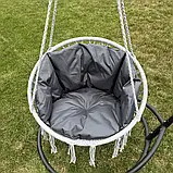 Підвісна гойдалка Підвісне крісло-гамак Качеля з великою подушкою DY-A003-GREY Сірий/графітовий, фото 2