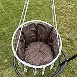 Підвісна гойдалка Підвісне крісло-гамак Качеля з великою подушкою DY-A003-GREY Сірий/коричневий, фото 2