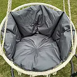 Підвісна гойдалка Підвісне крісло-гамак Качеля з великою подушкою DY-A003-WHITE Кремовий/графітовий, фото 2