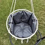 Підвісна гойдалка Підвісне крісло-гамак Качеля з великою подушкою DY-A003-WHITE Кремовий/графітовий, фото 3