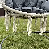 Підвісна гойдалка Підвісне крісло-гамак Качеля з великою подушкою DY-A003-WHITE Кремовий/графітовий, фото 5