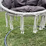 Підвісна гойдалка Підвісне крісло-гамак Качеля з великою подушкою DY-A003-WHITE Кремовий/коричневий, фото 5