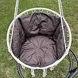 Підвісна гойдалка Підвісне крісло-гамак Качеля з великою подушкою DY-A003-WHITE Кремовий/коричневий, фото 2