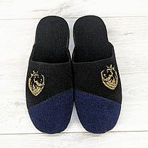 Капці чоловічі кімнатні Klerotex фетрові чорні з синім 3767, фото 4