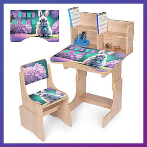 Дитяча парта зі стільчиком із регулюванням висоти та підставкою для книг Таблиця множення N 2071-1-3