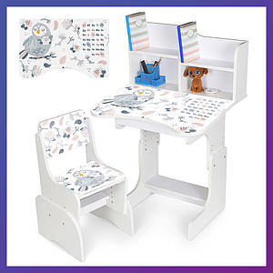 Дитяча парта зі стільчиком із регулюванням висоти та підставкою для книг Алфавіт N 2071-10-1