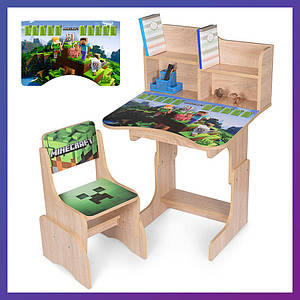 Дитяча парта зі стільчиком регулюванням висоти та підставкою для книг Minecraft Таблиця множення N 2071-13-3
