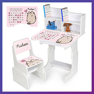 Дитяча парта зі стільчиком із регулюванням висоти та підставкою для книг Алфавіт N 2071-17-1A