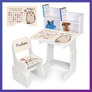 Дитяча парта зі стільчиком із регулюванням висоти та підставкою для книг Алфавіт N 2071-17-1B