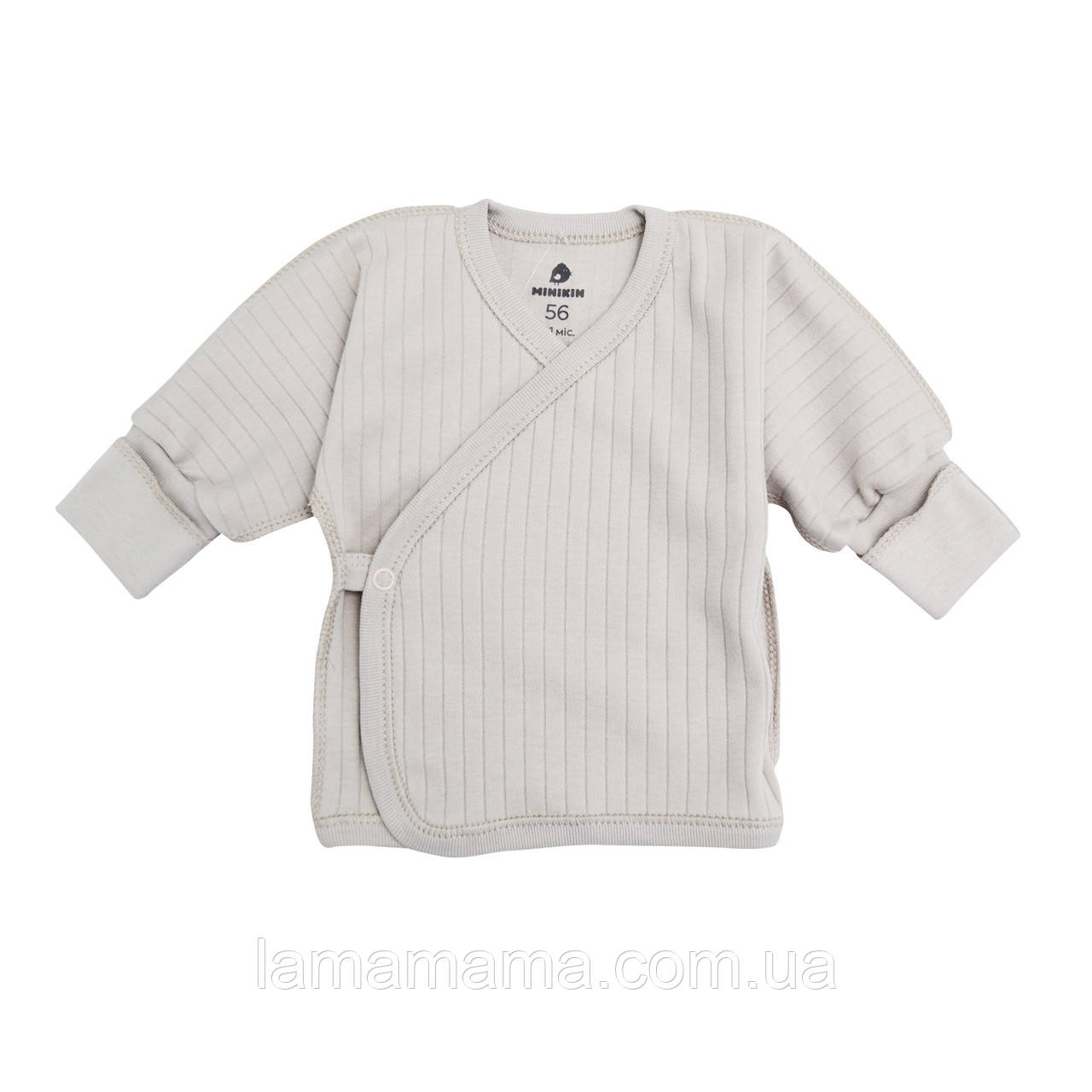 Льоля для новонароджених з довгим рукавом з трикотажу в рубчик Сімпл Димчасто-сірий Minikin, фото 1