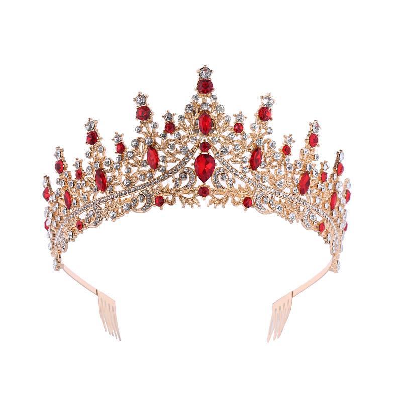 Святкова діадема для дівчинки з камінням, червона, фото 1