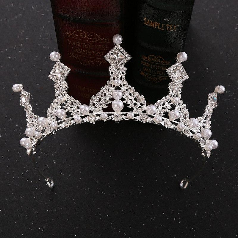 Святкова корона з перлинами для дівчинки, біла, фото 1