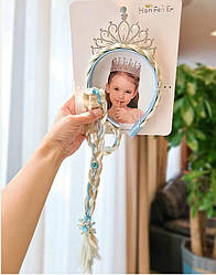 Обруч-корона з косичкою, блакитна